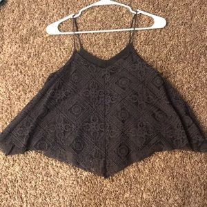 Flowing spaghetti strap tank dark grey